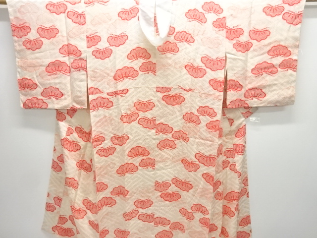 JAPANESE KIMONO / ANTIQUE MON KINSHA KASAMATSU PATTERN HITOEJUBAN